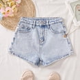 thumbnail image 5 of CPNG Teen Girls Slim Fit Jeans Shorts Summer Bow Embroidered Pocket Short Jeans Outerwear Casual Shorts(Light Blue,15 Years), 5 of 8