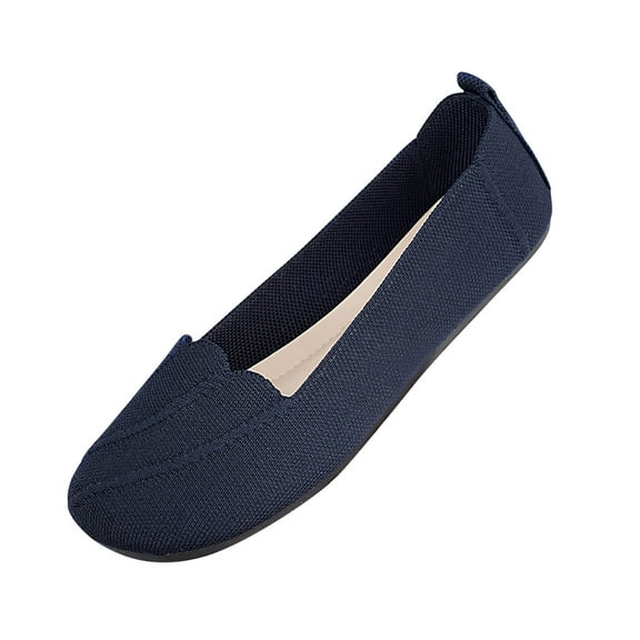 KEGIRLOM Women's Fashionable Casual Style Shallow Mesh Round Toe Moccasins Flat Shoes Dark Blue Size 5.5
