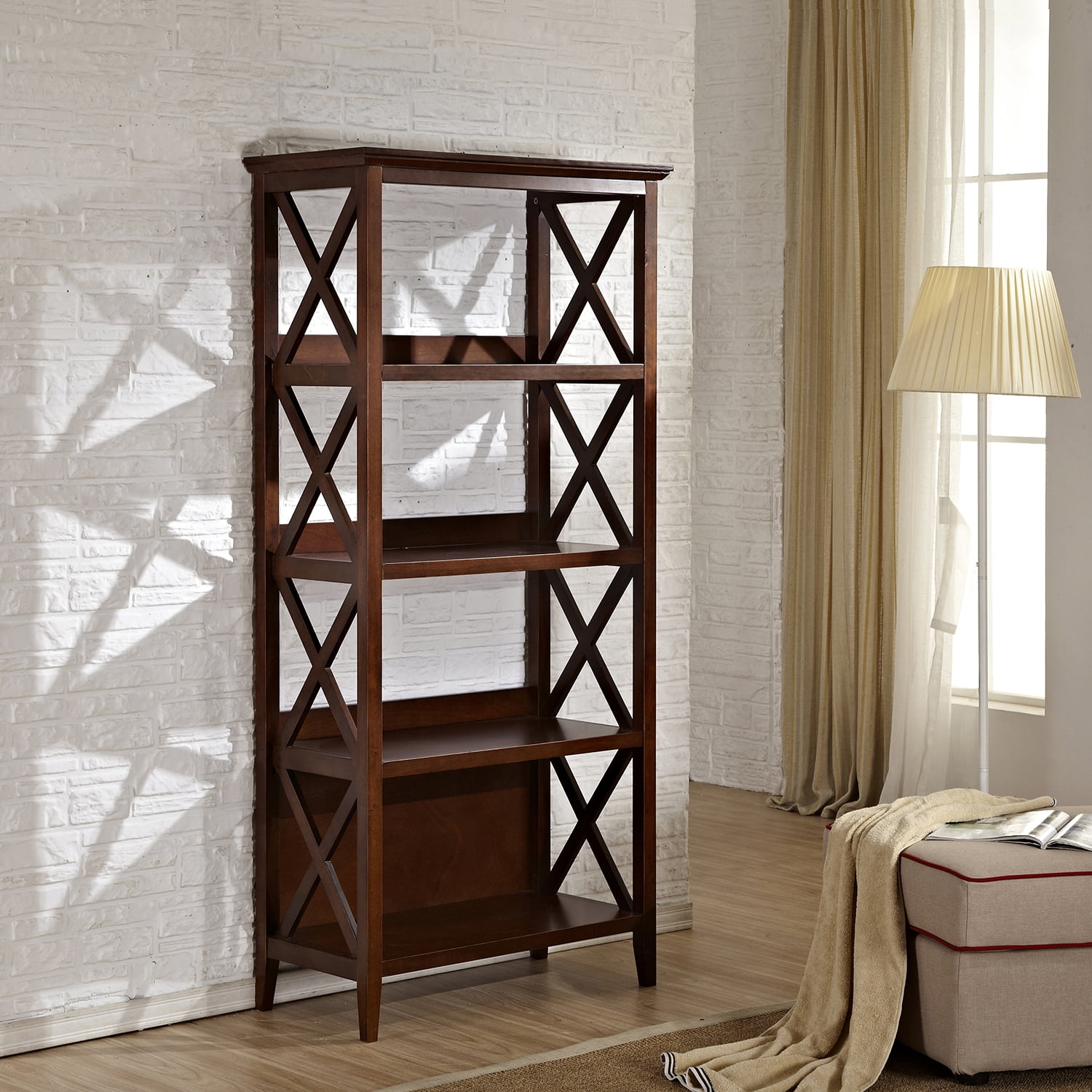 Resenkos 4 Tier Open Display Storage Shelves with Sturdy Solid Wood 67" Bookcases Book Organizer for Home Office Walnut Resenkos 4 Tier Open Display Storage Shelves with Sturdy Solid Wood 67" Bookcases Book Organizer for Home Office Walnut