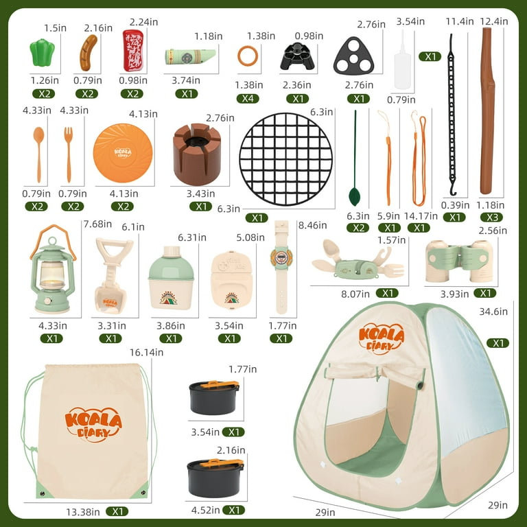 KOALA DIARY Kids Camping Set – An indoor/outdoor pretend play