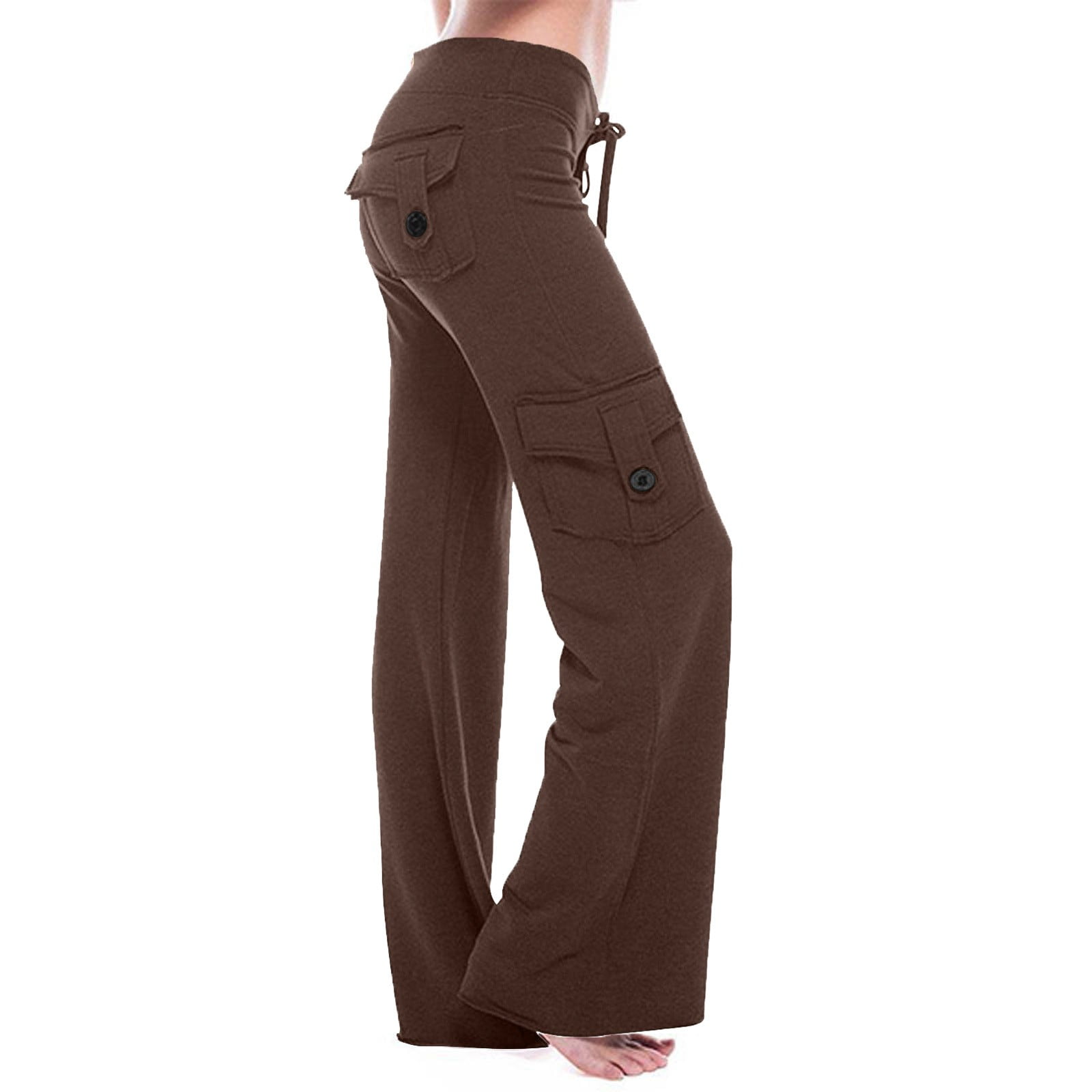 OKBOP High Waisted Pants,Autumn Workout Out Leggings Stretch Waist Button  Pocket Yoga Gym Loose Pants for Women - Walmart.com