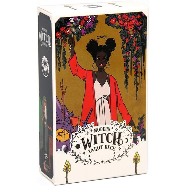 Juego de cartas de tarot de bruja moderna para principiantes y lectores profesionales (Tarot de bruja moderna) Rojo Verde Cocina, Decoración y Otros