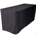 thumbnail image 3 of 8' Fitted Polyester Tablecloth OPEN BACK Table Cover Booths Trade Show DJ Black", 3 of 3