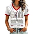 thumbnail image 2 of 9/11 25th Anniversary Shirt Womens WE Will Never Forget Tee Shirts | Lightweight Fabric, V Neck Short Sleeve Tops, American Flag, 2001-2026 25Th Anniversary Tops, Patriotic Honor Tee Shirt White,2XL, 2 of 4