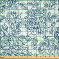 thumbnail image 2 of Ambesonne Rose Fabric by the Yard Microfiber, Vintage Monochromatic Flower, 5 Yards, Dark Violet White, 2 of 2
