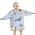 thumbnail image 3 of Colorful Funny Dachshund Blanket Hoodies for Kids 6-13YR Oversize Wearable Blanket Hoodies for Boys Girls Teens, 3 of 7