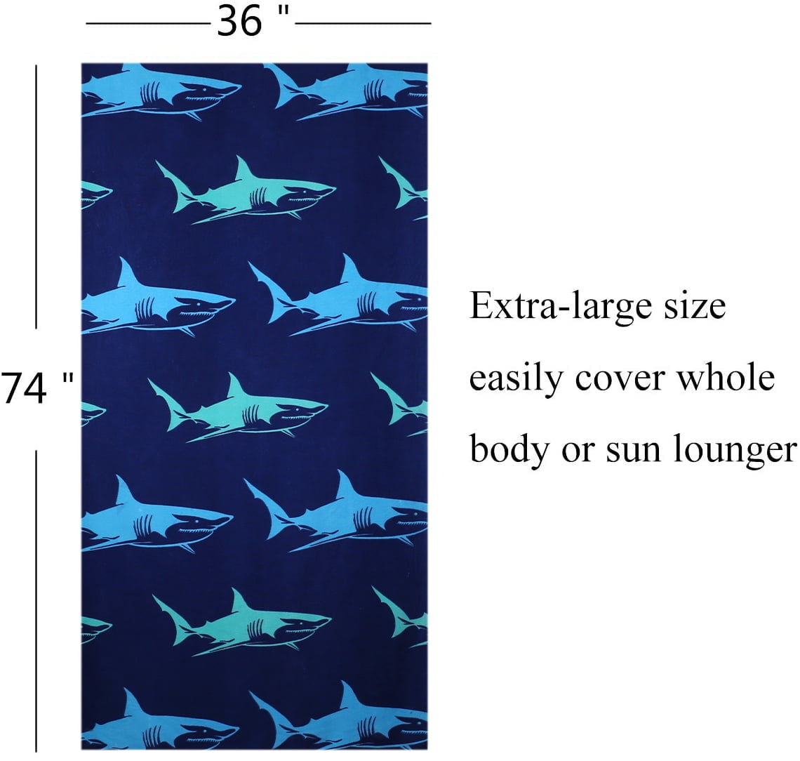 6 Pack Microfiber Beach Towel 72' x 36 ' Oversized Extra Large XL Fast QuIck Dry Sand Free Lightweight Proof  Camp Big Towels Lounge Cover for Adults Men Women Gift - Blue Tropical Flamingo