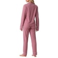 thumbnail image 3 of INSPIRE CHIC Women's Pajama Loungewear Long Sleeve Button Up Tops with Pants Christmas Two Pieces Matching Pj Sets S Pink, 3 of 6