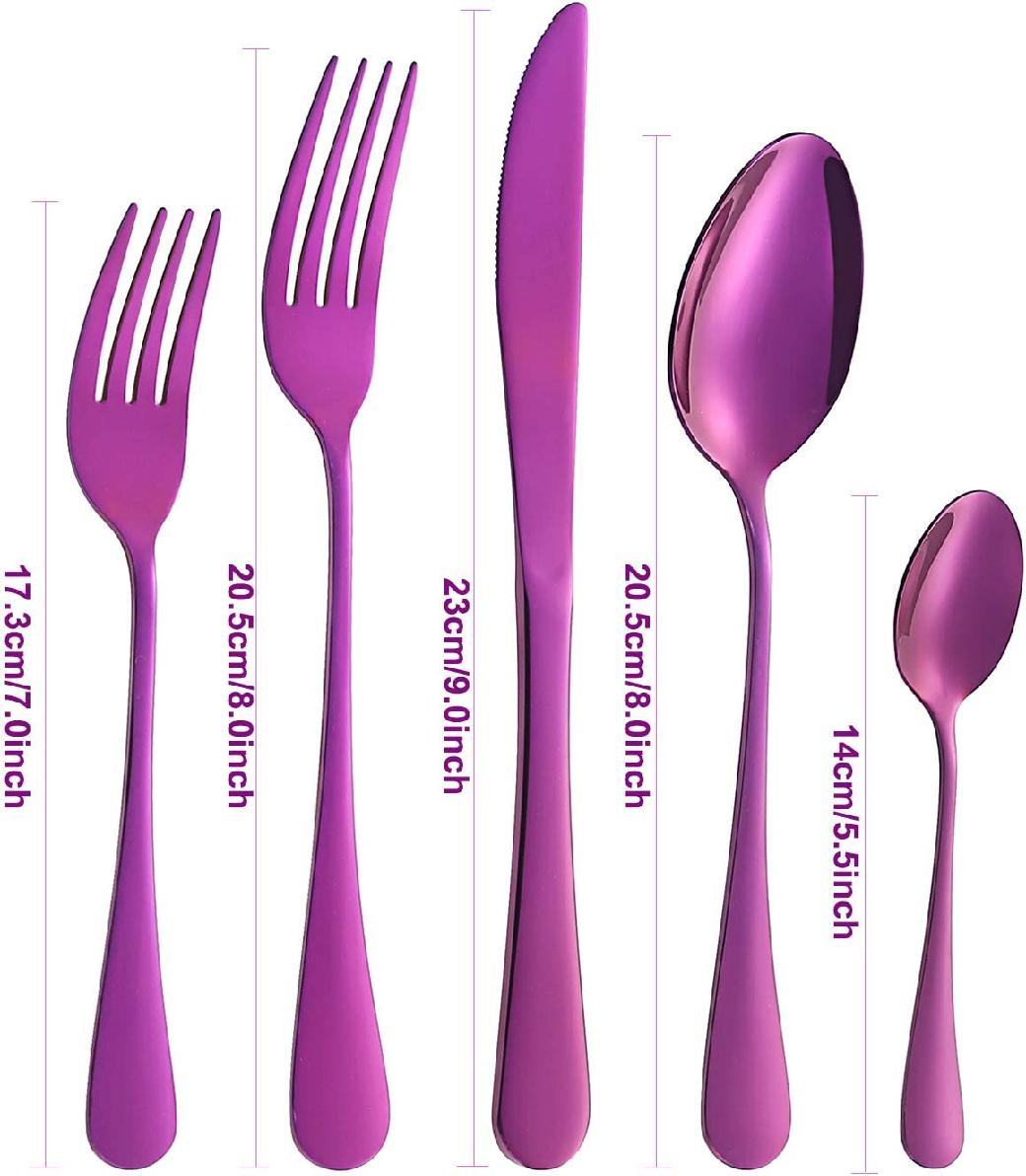 Silverware Set, 40 Piece Stainless Steel Flatware Set, Purple Kitchen