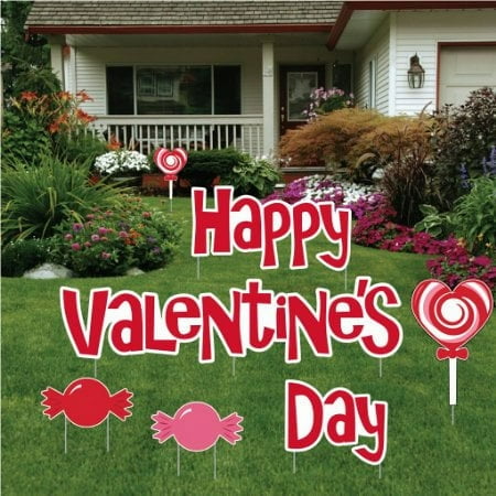 Valentine's Day Yard Decoration - Happy Valentine's Day with Candies