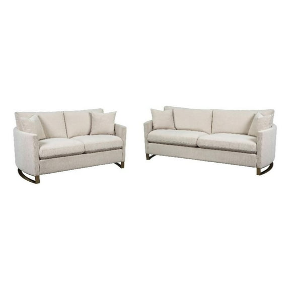 Corliss 2-piece Arched Arms Living Room Set Beige and Rose Brass
