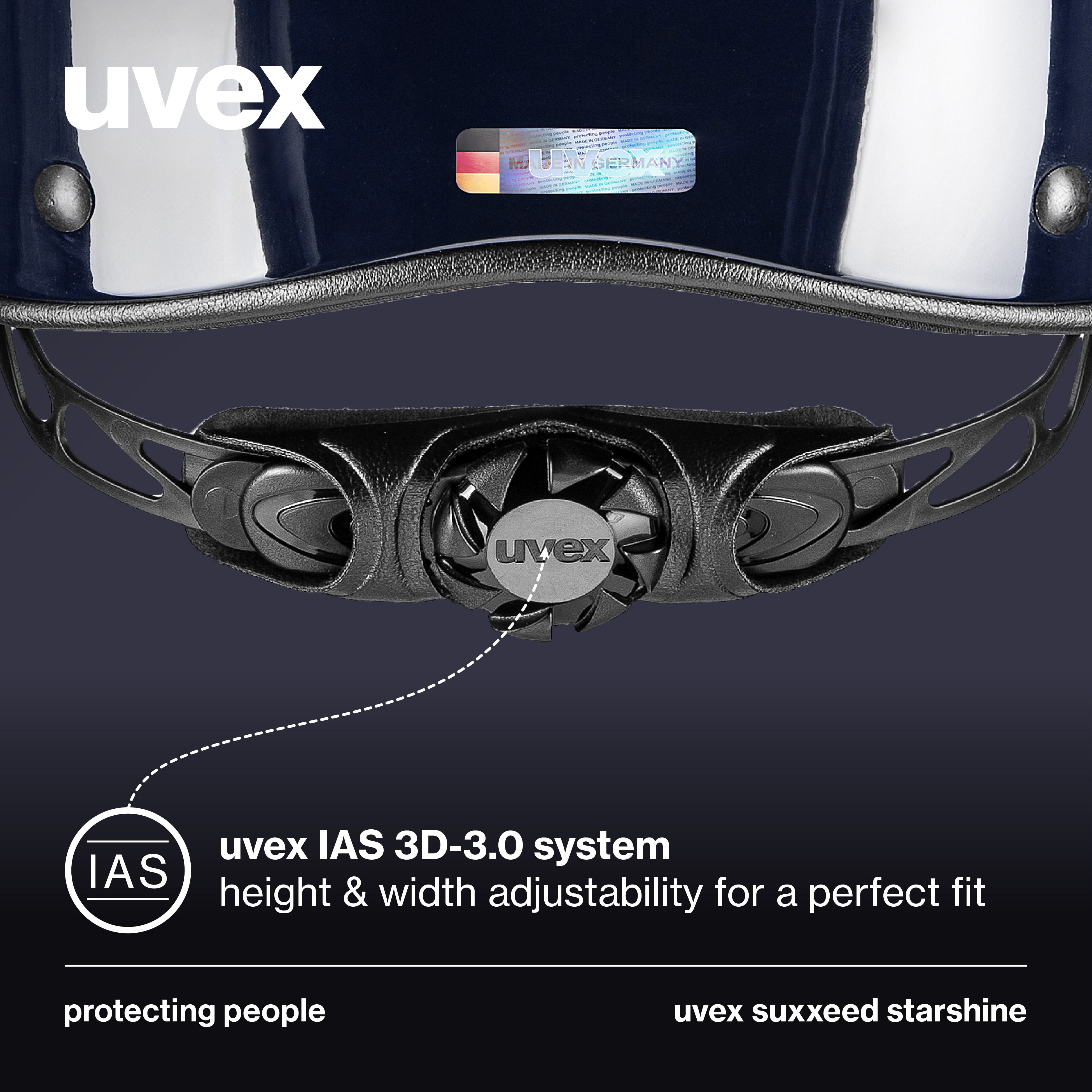 Uvex Suxxeed Blaze Adjustable and Ventilated Equestrian Helmet for Adults, Navy Shine, S-M