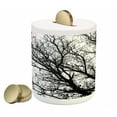 thumbnail image 1 of Nature Piggy Bank, Leafless Autumn Fall Tree Branches Tops Oak Forest Woodland Season Eco Theme, Ceramic Coin Bank Money Box for Cash Saving, 3.6" X 3.2", Black and White, by Ambesonne, 1 of 4