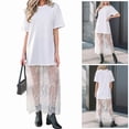 thumbnail image 2 of Women Casual T-Shirt Dress Short Sleeve Loose Fit With Lace Splicing Maxi Dress, 2 of 16