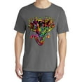 thumbnail image 2 of Wild Bobby, Keep It Wild Colorful Elephant Face, Animal Lover, Garment-Dyed Washed Look Short Sleeve T-Shirt, Charcoal, Large, 2 of 3