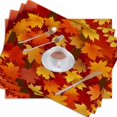 thumbnail image 6 of Scattered Maple Leaves in Autumn Kitchen Placemats 18"X12" Thanksgiving Vintage Table Mats Set of 4 Easy to Care for Dining Kitchen Restaurant Table, 6 of 6