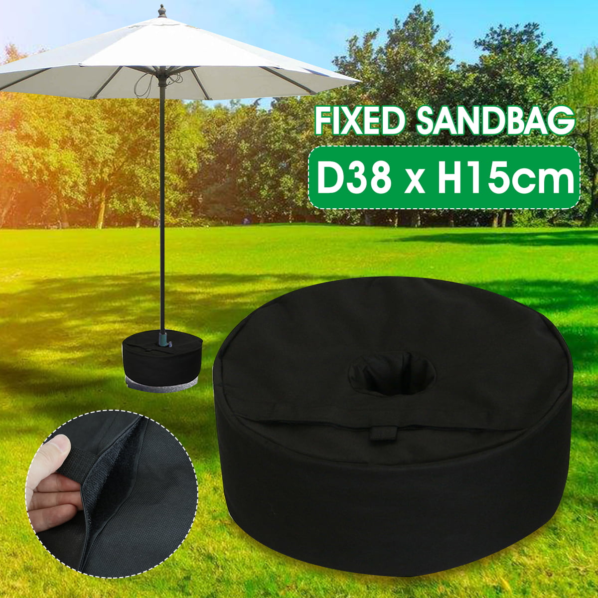 ABCCANOPY Diameter 14 Parasol Sunshade Umbrella Base Weight Bag Sand Bag with Two Handle for Easy Carry Black 