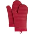 thumbnail image 1 of Kitchenaid Ribbed Soft Silicone Oven Mitt Set, 7"x13", Passion Red, 1 of 3