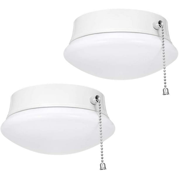 7 Modern Led Ceiling Light With Pull Chain 12w 4000k 1300lm 125w E26 Bulb Replacement Energy Saving Flush Mount Lighting For Closets Bedroom Corridor 2 Pack Com - Pull Cord Led Ceiling Light