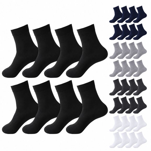 Apeya Diabetic Socks for Men, Loose Fit Ankle Socks with Extra Wide Comfort, Thin and Seamless Toe, Soft Stretch Crew Socks for Everyday Wear, 4 Pairs