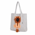thumbnail image 2 of Cute Cartoon Animal Peek‑A‑Boo Cat Carrier Tote Bag, Head‑Out Canvas Polyester Pet Shoulder Tote, Portable Hands‑Free Travel Carriers for Small Cats & Puppie, #Gray Lion, 2 of 5