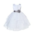 thumbnail image 2 of Ekidsbridal Girl Pageant Flower Girl Dress - White Tiered Organza with Bow Sash 4613T-A (Size: S-12), 2 of 3