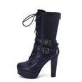 thumbnail image 6 of Mostsola Gothic Boots for Women Platform Heels Fashion Lace up Buckle Strap Mid Calf Boots, 6 of 9