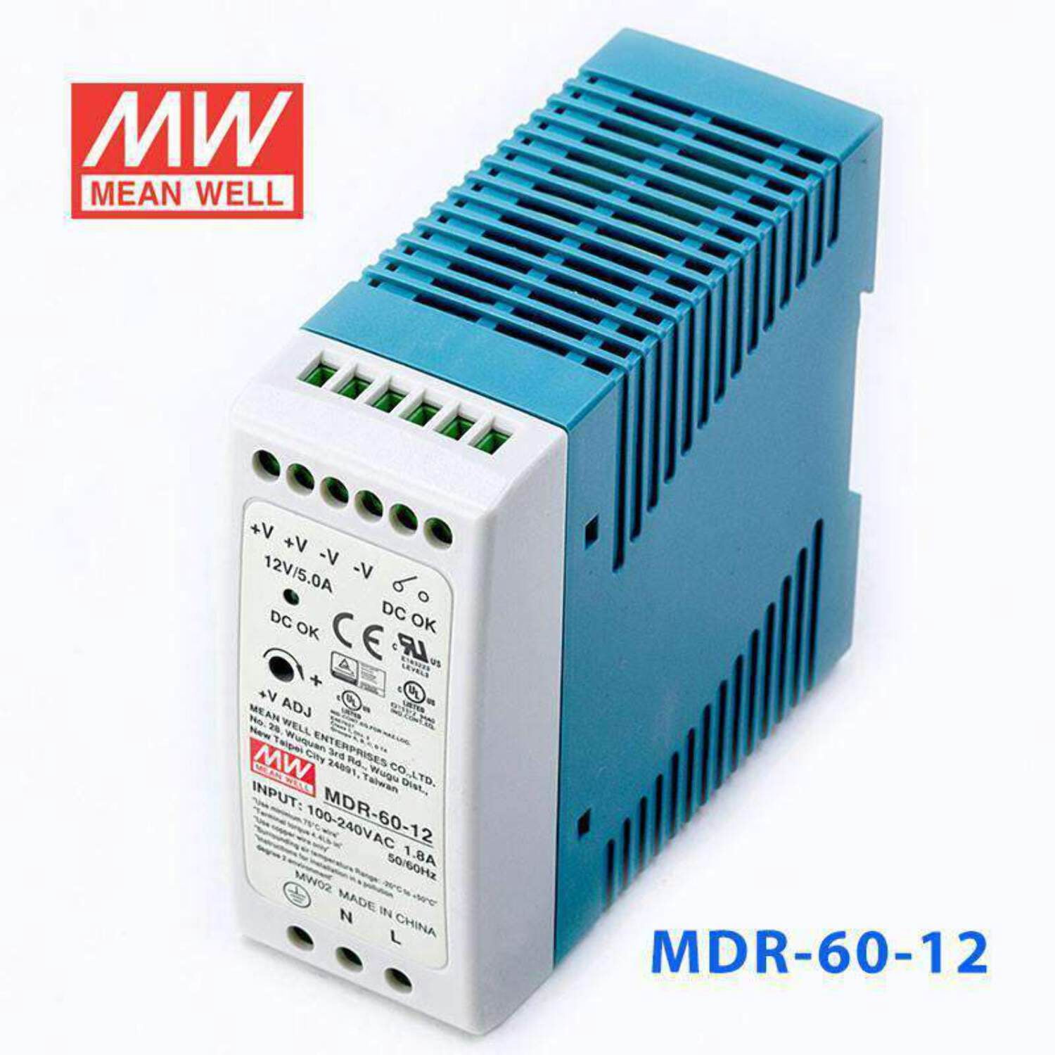 Mean Well MDR-60-12 Single Output Industrial Power Supply 60W 12V - DIN Rail