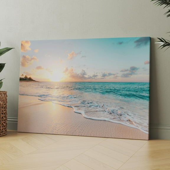 Sunset On North Shore Beach Oahu Hawaii Canvas Wall Art Print
