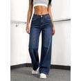 thumbnail image 2 of EMMIOL Women's Wide Leg Baggy Jeans Mid Rise Butt Lifting Stretchy Denim Pants Back Patchwork Boyfriend Jeans, 2 of 6