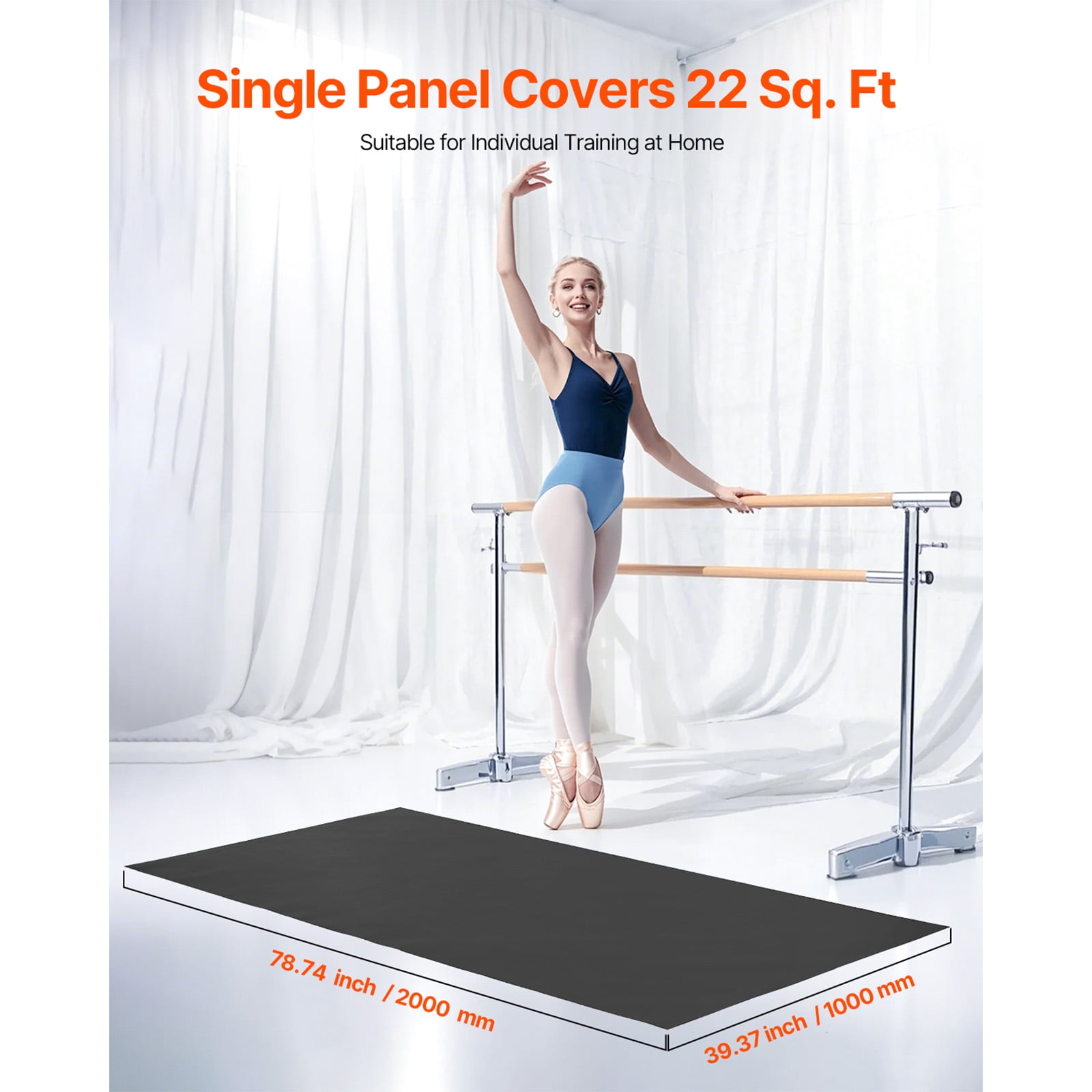 KFFKFF Portable Dance Floor, 6.6' x 3' Yoga Mat with Carry Bag, 1.5 mm Thick Exercise Mat, Non-slip Surface for Home, Studio, or Stage Practice