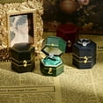 thumbnail image 4 of TAIMY Classical Victorian Style Wedding Tiny Ring Box, Handcrafted Gift Ring Box Proposal Pocket Size Small Keepsake Jewelry Box (Green, Hexagon), 4 of 6