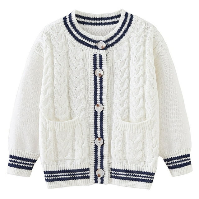 Cowsor Garçons Filles Uniforme Scolaire Cardigan Chandail Coton Doux Col en V Tricot Coton Doux Vêtement d'Extérieur