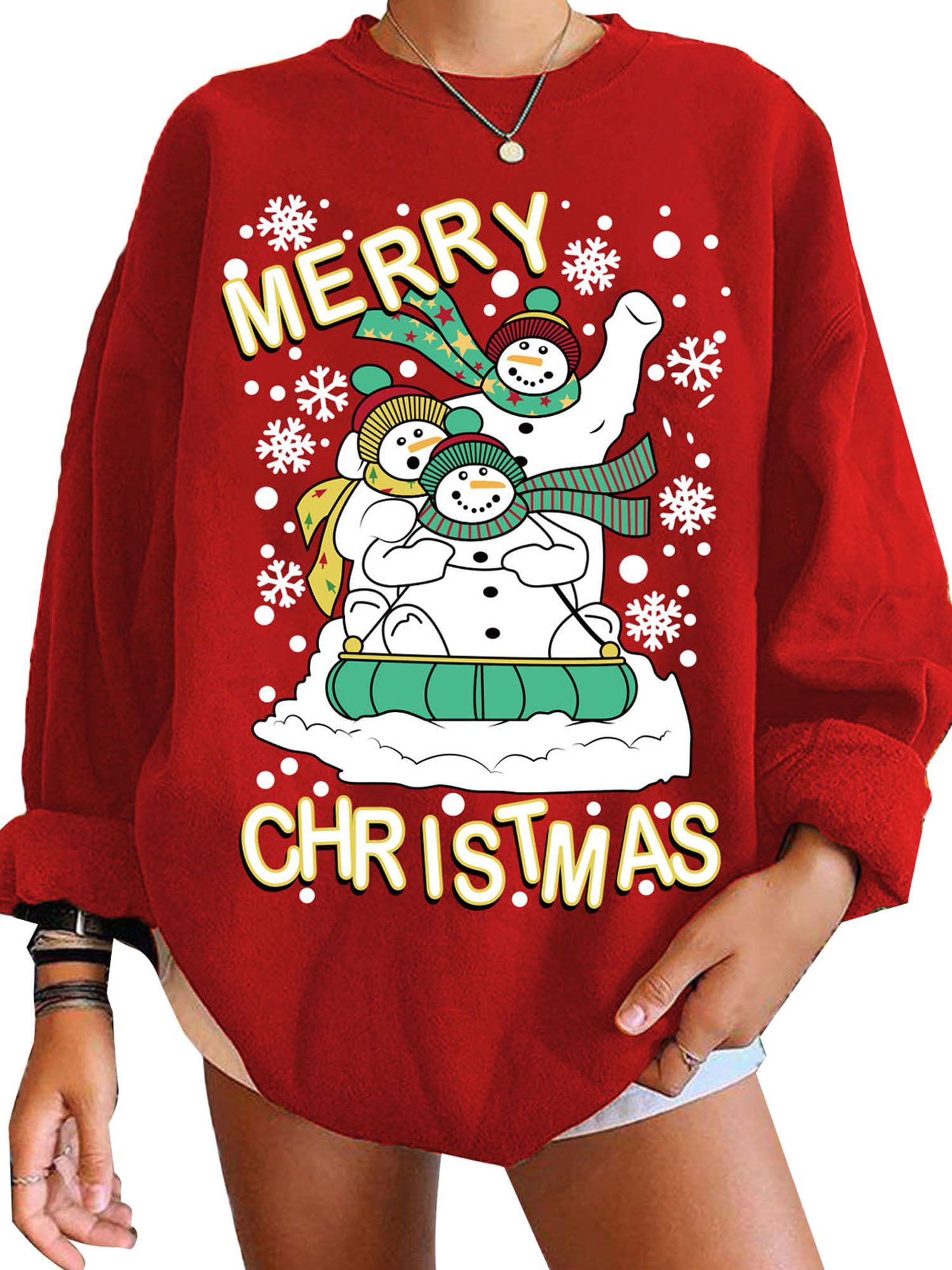 Women Ugly Christmas Sweatshirt Long Sleeve Crewneck Pullover Tops Vintage Funny Graphic T Shirt Blouse