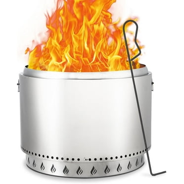 Towallmark Fire Pits for Garden, 35.4 Inch Smokeless Fire Pit, 304 Stainless Steel Wood Burning Fireplaces with Removable Ash Pan & Stand, Portable Safe Burning Firepit