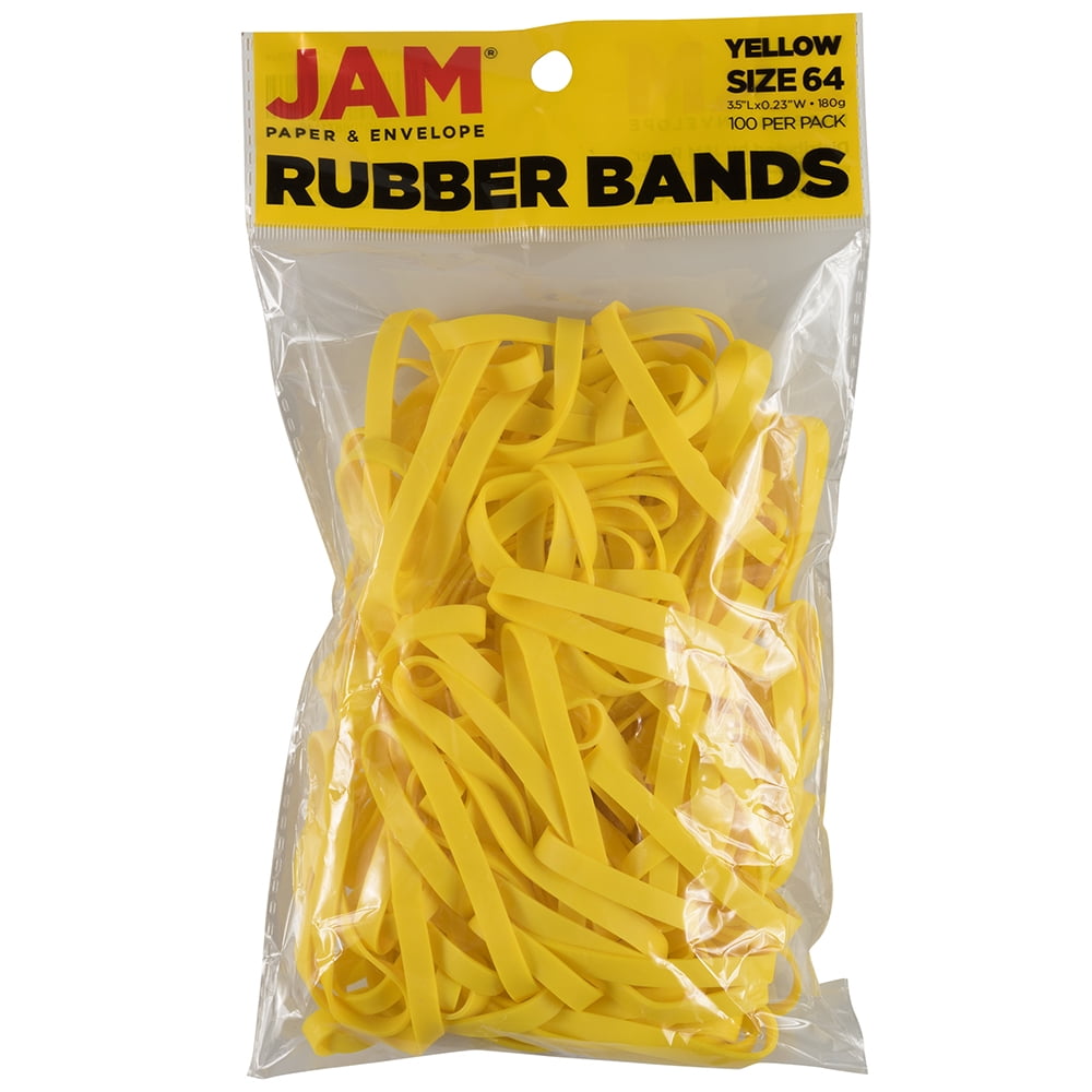 JAM Rubber Bands, Size 64, Yellow, 100/Pack