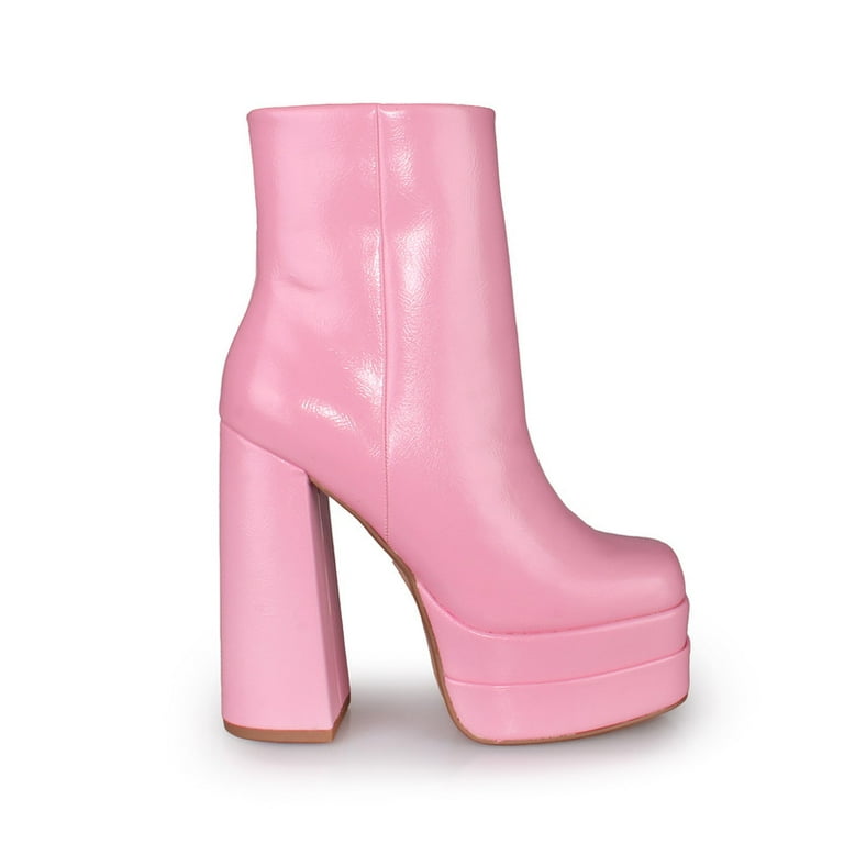 Women's Pastel Pink Platform Ankle Boots