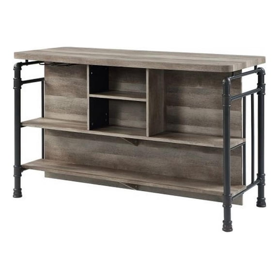 Benjara 59" Kitchen Isl& with 2 Shelves- Industrial Antique Oak Brown- Gray