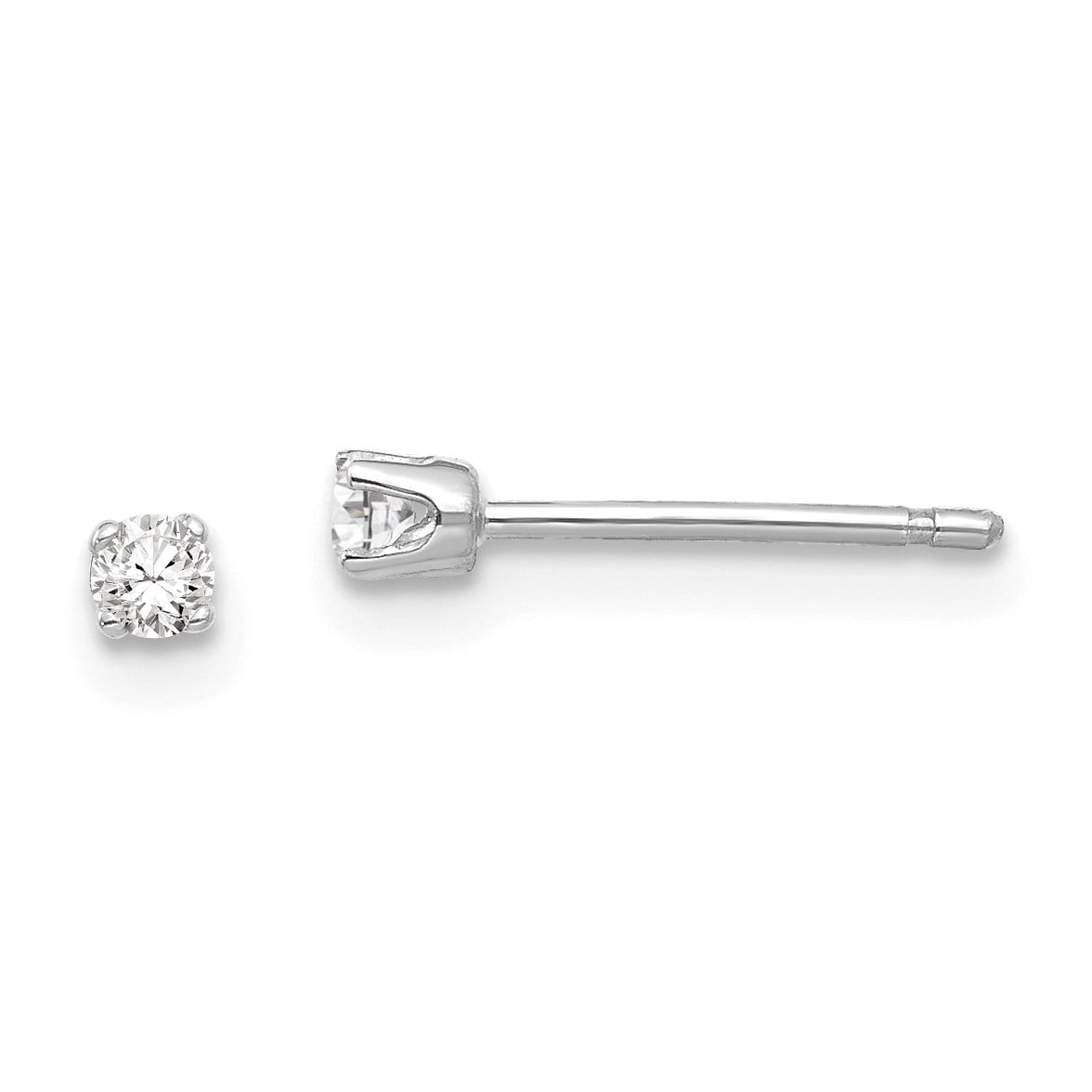 Details about   14K White Gold 2.25 MM Round CZ Stud Earrings MSRP $142