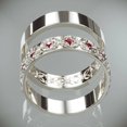 thumbnail image 2 of HeartsAndYou 3ct Natural Pink Ruby Stylish Floral Bridal Set Band Ring 14k SOLID White Gold, 2 of 9
