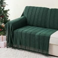 thumbnail image 6 of Battilo Dark Green Throw Blanket with Fringe,Green Knit Throws for Sofa,Christmas Blanket,50"x60", 6 of 8