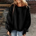 thumbnail image 4 of Women's Oversized Fleece Lined Sweatshirt, Loose Crewneck Lantern Long Sleeve Pullover Drop Shoulder Tunic Tops, 4 of 9