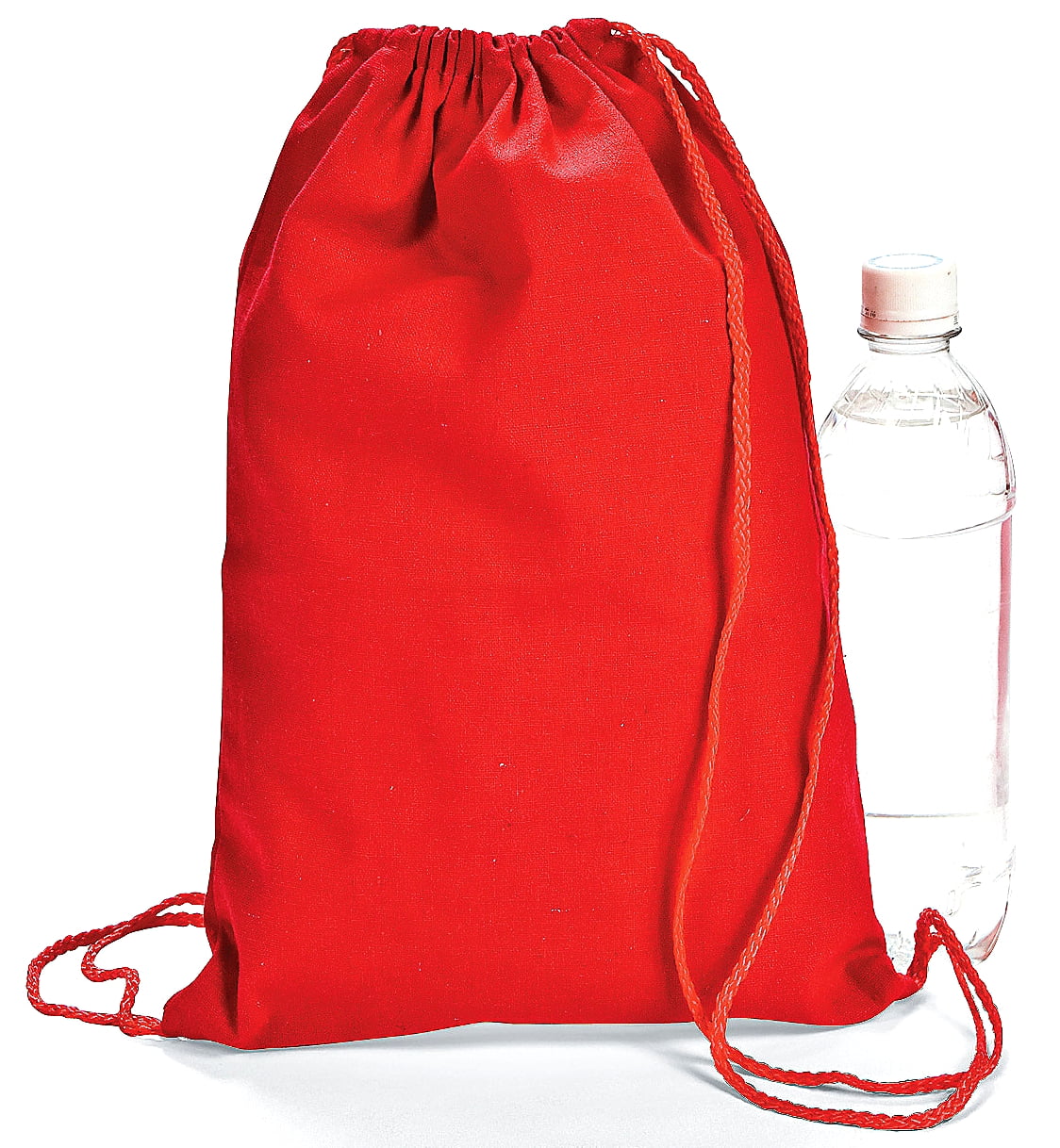 Red Canvas Drawstring Backpacks Party Favors 12 Pieces