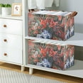 thumbnail image 2 of Yayeee Foldable Storage Basket for Shelves with Handles Waterproof Cloth Bins, Red Vibrant Flowers, 2 of 7