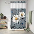thumbnail image 6 of No Hook Shower Curtain with Built-in Rings - Rustic Daisy Washable Waterproof Fabric Bathroom Curtains for Hotel,Rentals, Stall 36 X 78 Inch , Turquise Wood Textured, 6 of 9