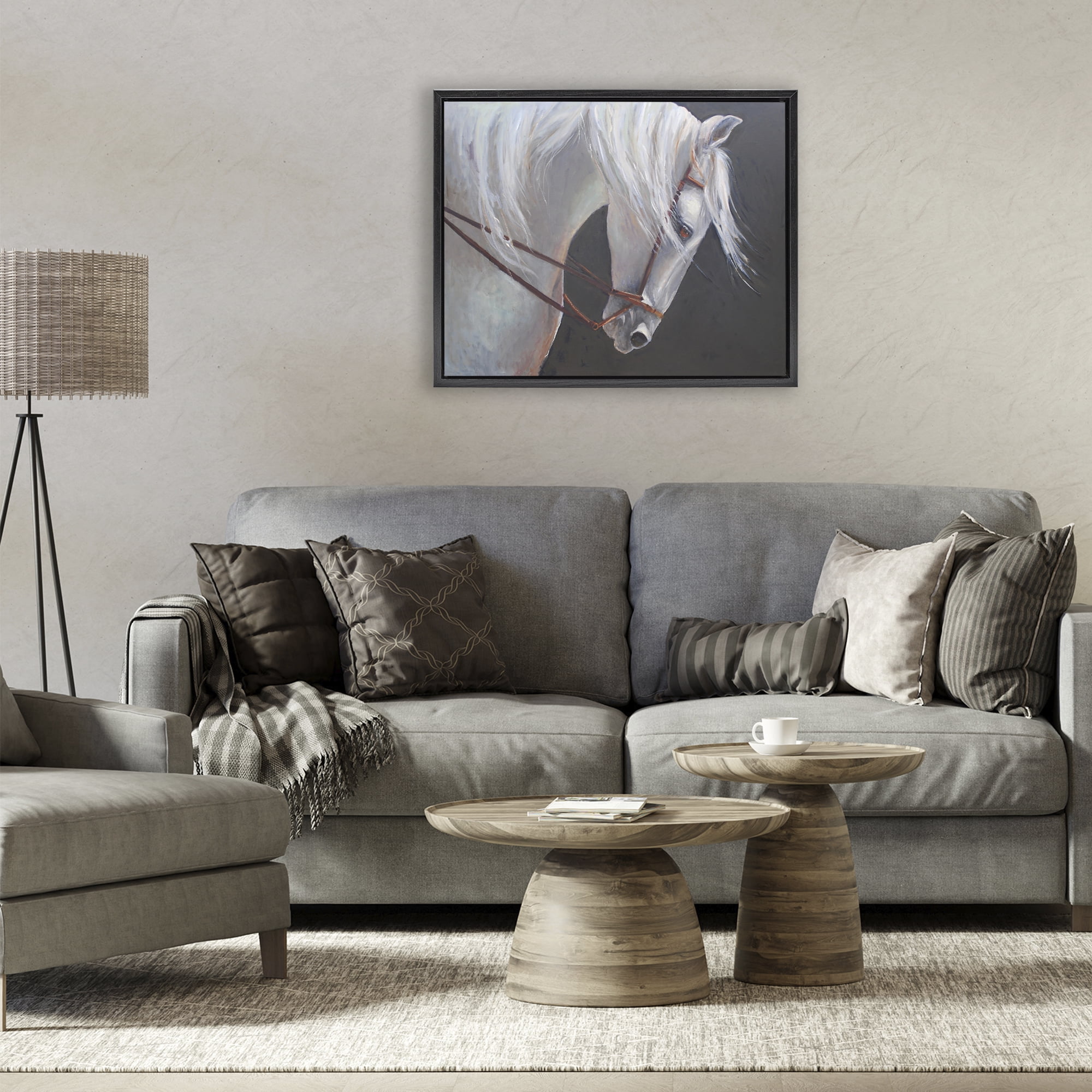 Stupell Industries Majestic White Mare Black Framed Floater Canvas Wall Art, design by Jadei Graphics
