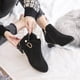 thumbnail image 4 of NECHOLOGY Botas Mujer Adulto Femenino Zapatos Botines mujer mujer Flock cómodo mantener caliente invierno felpa tacones cuadrados cremallera botines cortos zapatos de punta redonda (Black, 7.5), 4 of 7