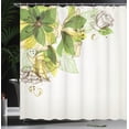 thumbnail image 3 of Ambesonne Flowers Shower Curtain, Leafy Buds Celebration Art, 69"Wx84"L, Fern Green Yellow, 3 of 4
