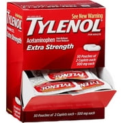 TYLENOL Extra Strength Pain Reliever & Fever Reducer Caplets, Two-Pack, 50 ea (Pack of 2)