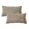 thumbnail image 4 of Home Soft Things Serenta Jacquard Rabbit Faux Fur Throw Pillow Covers 2 Piece Set, 14" x 26", Taupe, 4 of 6